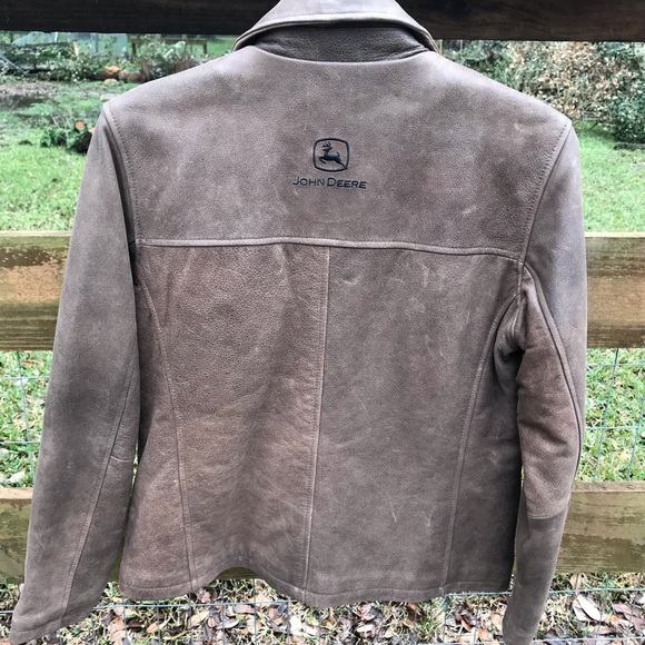 John Deere Quilted Lined Leather Jacket 